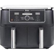 Ninja Foodi Max Dual Zone Digital Air Fryer, 2 Drawers, 9.5L, 6-In-1, Uses No Oil, Air Fry, Max Crisp, Roast, Bake, Reheat, Dehydrate, Cook 8 Portions, Non-Stick Dishwasher Safe Baskets, Black, AF400ME