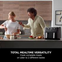 Ninja Foodi Max Dual Zone Digital Air Fryer, 2 Drawers, 9.5L, 6-In-1, Uses No Oil, Air Fry, Max Crisp, Roast, Bake, Reheat, Dehydrate, Cook 8 Portions, Non-Stick Dishwasher Safe Baskets, Black, AF400ME