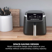 Ninja Air Fryer Pro 4.7L, Single Drawer, 4-In-1, Air Fry, Roast, Reheat, Dehydrate, Cooks 1-2 Portions, Digital, Cook From Frozen, Non-Stick Drawer And Crisper Basket, 2000W, Black, AF140ME