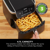 Ninja Air Fryer Pro 4.7L, Single Drawer, 4-In-1, Air Fry, Roast, Reheat, Dehydrate, Cooks 1-2 Portions, Digital, Cook From Frozen, Non-Stick Drawer And Crisper Basket, 2000W, Black, AF140ME