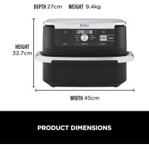 Ninja Foodi Flexdrawer Air Fryer, Dual Zone With Removable Divider, Large 10.4L Drawer, 7-In-1, Air-Fryer Uses No Oil, Air Fry, Roast, Bake, Max Crisp, Non-Stick Dishwasher Safe Parts, Black AF500ME