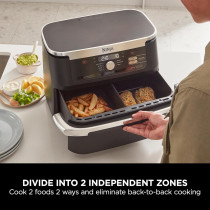 Ninja Foodi Flexdrawer Air Fryer, Dual Zone With Removable Divider, Large 10.4L Drawer, 7-In-1, Air-Fryer Uses No Oil, Air Fry, Roast, Bake, Max Crisp, Non-Stick Dishwasher Safe Parts, Black AF500ME