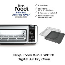 Ninja SP101 Digital Air Fry Countertop Oven With 8-In-1 Functionality, Flip Up And Away Capability For Storage Space, With Air Fry Basket, Wire Rack And Crumb Tray, Silver