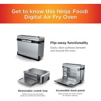 Ninja SP101 Digital Air Fry Countertop Oven With 8-In-1 Functionality, Flip Up And Away Capability For Storage Space, With Air Fry Basket, Wire Rack And Crumb Tray, Silver