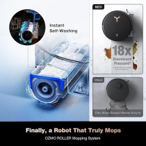 Ecovacs Deebot X8 Pro Omni Robot Vacuum And Mop, Ozmo Roller Instant Self-Washing Mopping, 18000Pa Suction Hot Water Mop Washing, Auto Cleaning Solution Adding, Hot Air-Drying, Self-Emptying