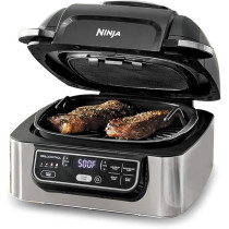 Ninja Foodi AG301 5 In 1 Indoor Electric Countertop Grill With 4 Quart Air Fryer, Roast, Bake, Dehydrate, And Cyclonic Grilling Technology, 1760 Watts, Silver/Black