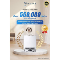 Ecovacs T20 Omni Robot Vacuum Cleaner With Auto Clean And Empty, Deep Sweeping And Mopping, 6000Pa Strongest Suction, Auto-Lift Mopping, 55 Degree Hot Water Mop Washing, Ozmo Turbo 2.0 Technology