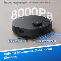 Ecovacs Deebot N20 Plus Robot Vacuum Cleaner And Mop, 8000Pa Strong Suction, 7-Week Dust Storage, Bagless Dust Bin, Purecyclone Tech, Zerotangle Brush, 300 Minutes Runtime, N8+ Upgrade