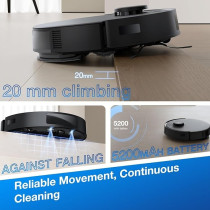 Ecovacs Deebot N20 Plus Robot Vacuum Cleaner And Mop, 8000Pa Strong Suction, 7-Week Dust Storage, Bagless Dust Bin, Purecyclone Tech, Zerotangle Brush, 300 Minutes Runtime, N8+ Upgrade