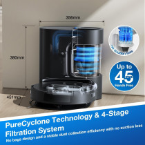 Ecovacs Deebot N20 Plus Robot Vacuum Cleaner And Mop, 8000Pa Strong Suction, 7-Week Dust Storage, Bagless Dust Bin, Purecyclone Tech, Zerotangle Brush, 300 Minutes Runtime, N8+ Upgrade