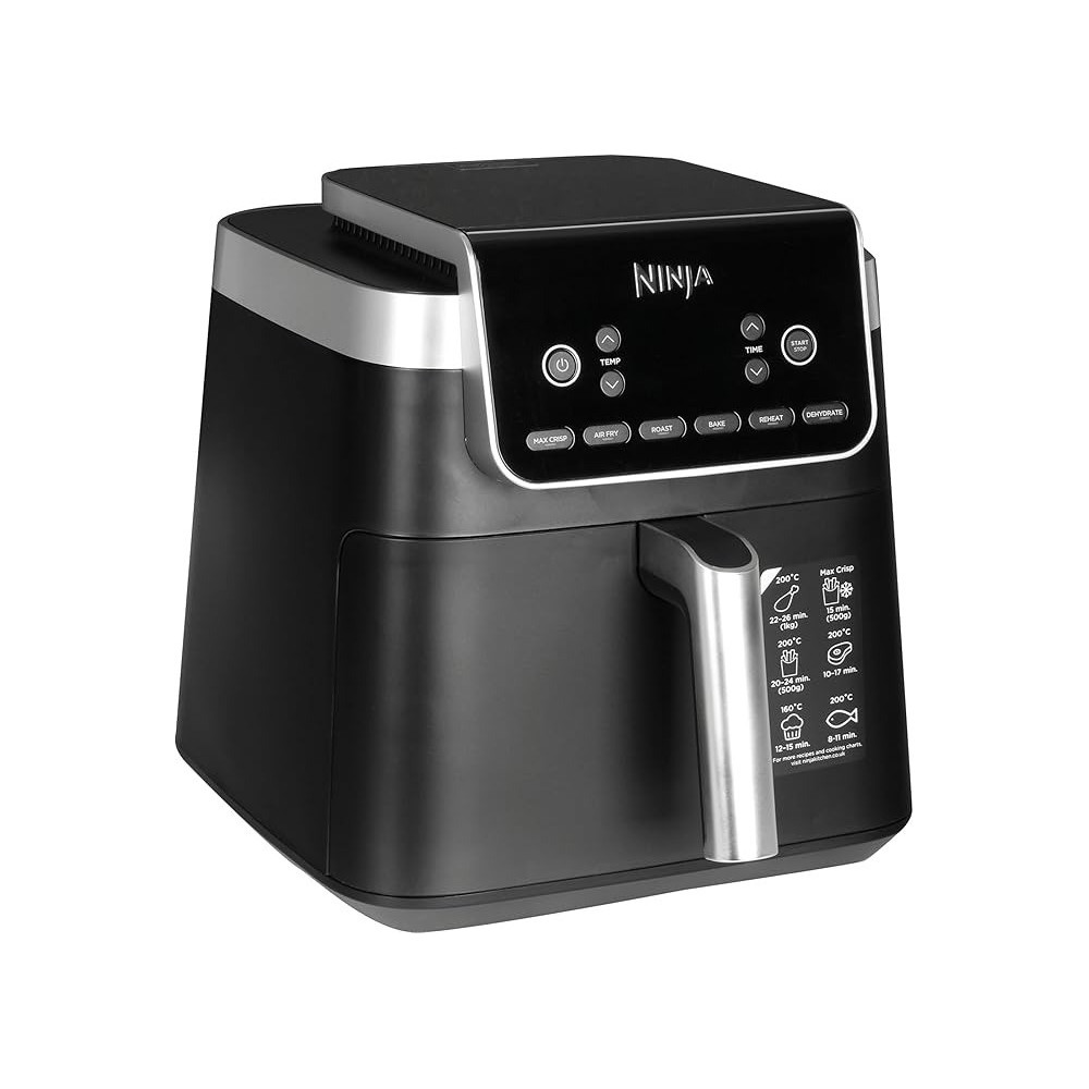 Ninja Air Fryer Max Pro, 6.2 Litre, Without Oil, Large Square Single Tray, Roasting, Baking, Family Size, Cooking From Frozen, Non-Stick, Dishwasher Safe Basket And Plate, AF180EU