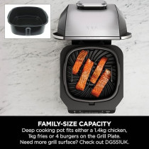 Ninja 5-In-1 Indoor Grill And Air Fryer, 5 Cooking Functions, Make Up To 4 Burgers, 5.7L Capacity, Low Smoke, Includes Digital Meat Thermometer, Black/Silver, EG351ME