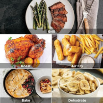 Ninja 5-In-1 Indoor Grill And Air Fryer, 5 Cooking Functions, Make Up To 4 Burgers, 5.7L Capacity, Low Smoke, Includes Digital Meat Thermometer, Black/Silver, EG351ME