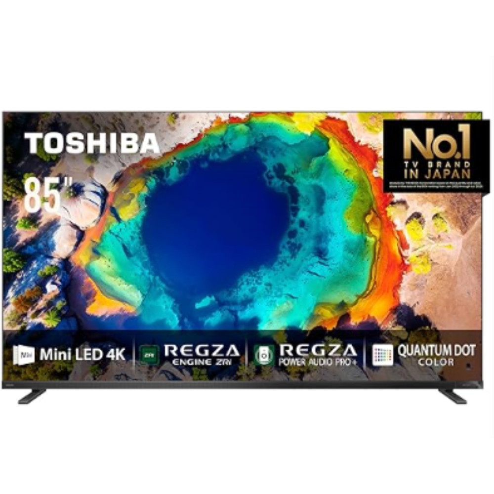 Toshiba 85 Inch Native 144Hz VRR Mini-LED Smart Tv Z870N -Quantom Dot Colour, Anti Reflection Pro, Local Dimming Pro, Ai 4K Upscaling, Regza Power Audio Pro, Game Mode Pro, Dolby Atmos (2024 Model)