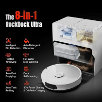 Roborock S8 MaxV Ultra Robot Vacuum And Sonic Mop, 10000 Pa Suction, Corner To Edge Deep Cleaning, Hot Air Self-Drying, Auto Empty And Refill, Detergent Dispenser, Obstacle Avoidance, White