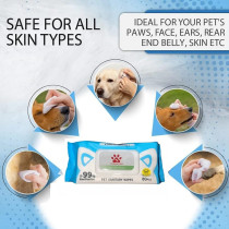 Thunder Paws 80 Pieces Aloe Vera Sanitary Pet Wipes Suitable for Cats and Dogs