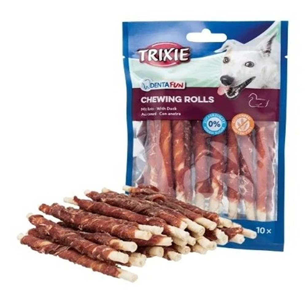 Trixie 240g Denta Fun Duck Chewing Rolls Dog Chew