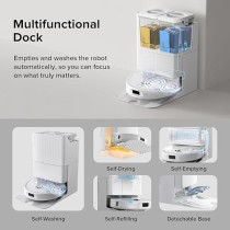 Roborock Qrevo S Robot Vacuum And Mop, Self-Drying, Auto Mop Washing, 7000Pa Suction, Self-Emptying And Refilling, 10Mm Mop Lifting, 200Rpm Spinning Mops, Smart Obstacle Avoidance, White