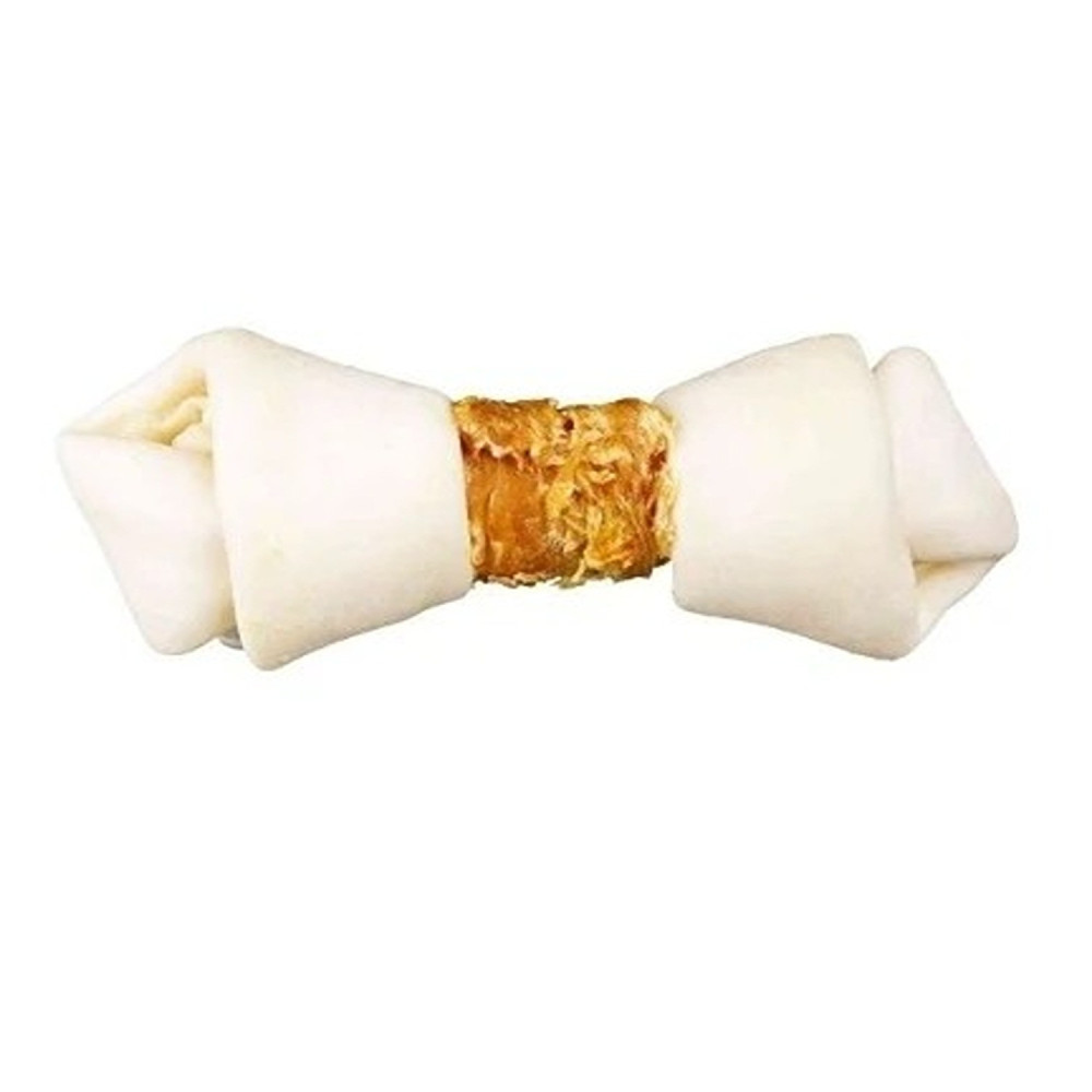 Trixie 5cm Denta Fun Knotted Chicken Chewing Bones Dog Chews