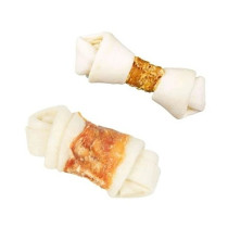 Trixie 11cm Denta Fun Knotted Chicken Chewing Bones Dog Chews