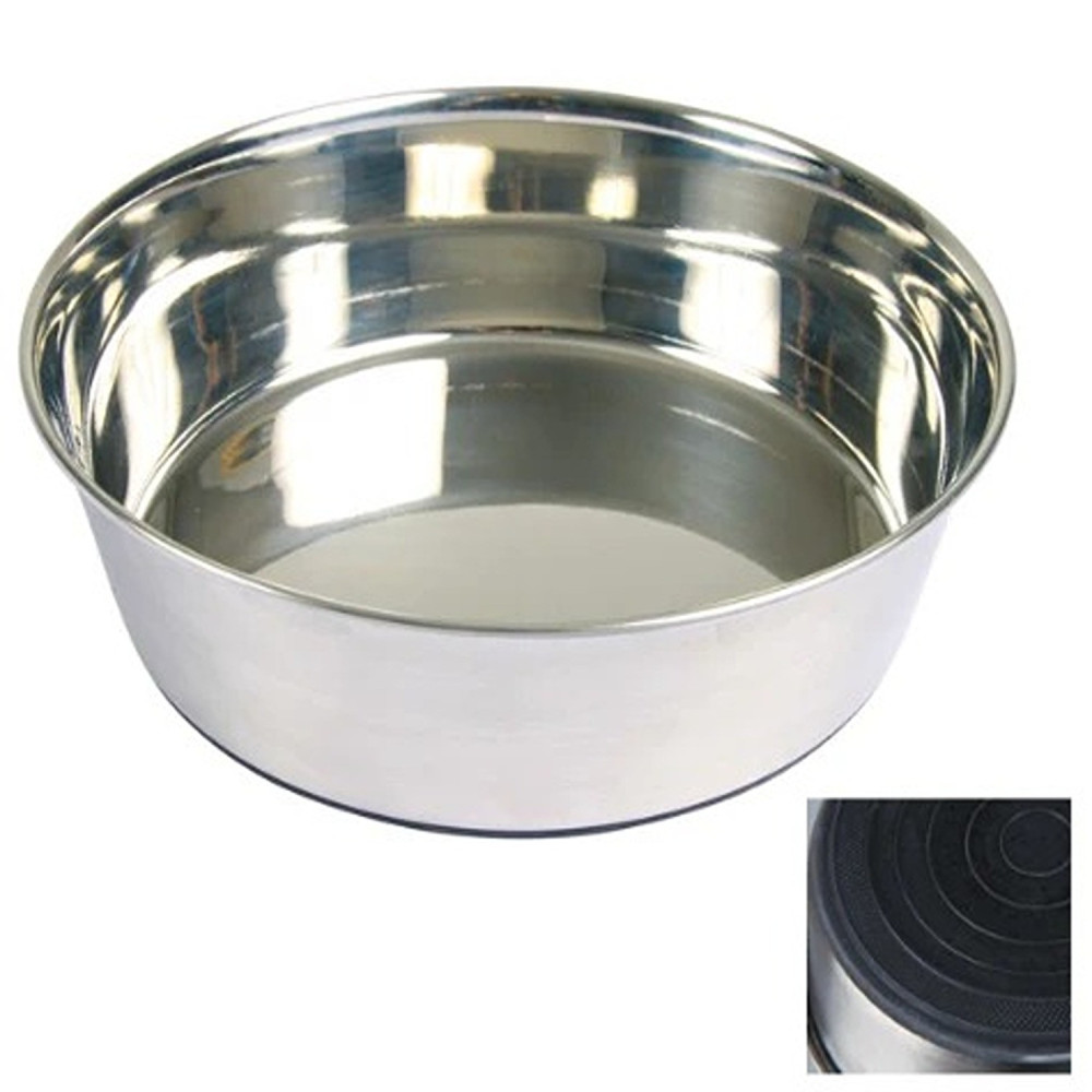 Trixie 2.5L Stainless Steel Bowl With Rubber Base For Dogs