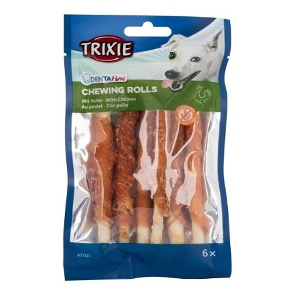 Trixie 70g Denta Fun 6 Chicken Chewing Rolls Dog Chews