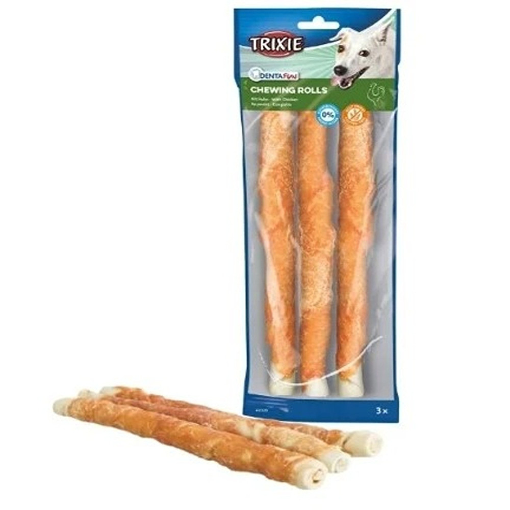 Trixie 140g Denta Fun 3 Chicken Chewing Rolls Dog Chews