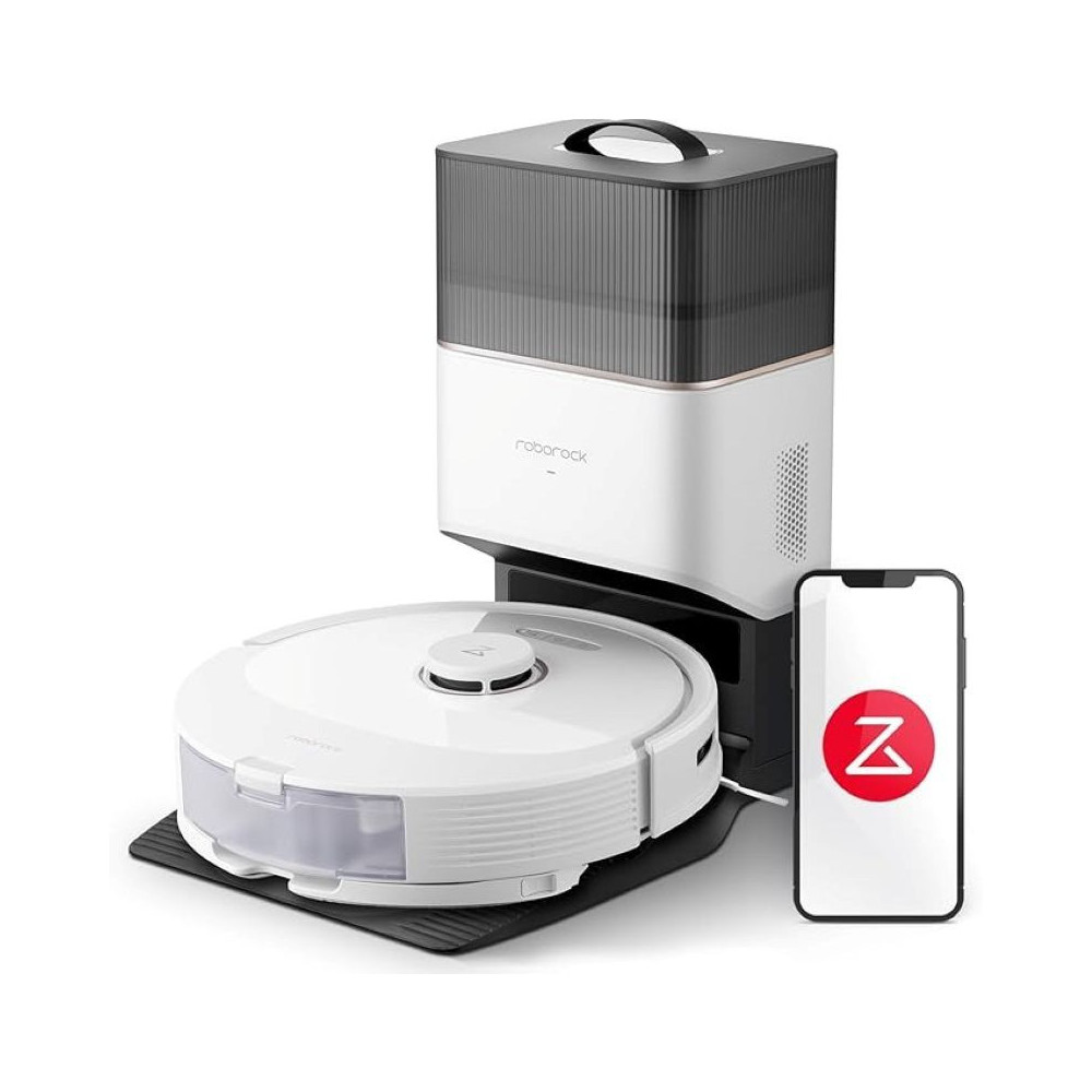 Roborock Q8Max+ Robot Vacuum Cleaner With Self Emptying Dust Station (7 Weeks), Dual Brush, 5500 Pa Suction, No-Go Zones, Cleaning Along Floor Lines, App (Upgraded Of Q7 Max), White/Black