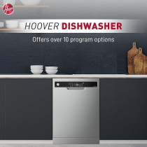 Hoover Freestanding Dishwasher, 15 Place Settings, 10 Programs, Full Touch Controls, Delay Start, Child Lock, Steel, Inox HDW-V1015-S