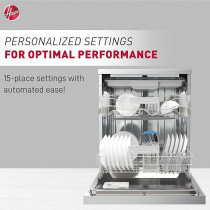 Hoover Freestanding Dishwasher, 15 Place Settings, 10 Programs, Full Touch Controls, Delay Start, Child Lock, Steel, Inox HDW-V1015-S