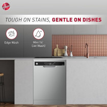 Hoover Freestanding Dishwasher, 15 Place Settings, 10 Programs, Full Touch Controls, Delay Start, Child Lock, Steel, Inox HDW-V1015-S