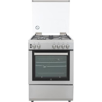 Hoover 60 x 60 Gas Cooker 4 Burners, Full Gas Oven And Grill, Rotisserie, Auto Ignition, Cast Iron Pan Support, Safety Features, Stainless Steel, HGC-V64G-SP