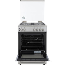Hoover 60 x 60 Gas Cooker 4 Burners, Full Gas Oven And Grill, Rotisserie, Auto Ignition, Cast Iron Pan Support, Safety Features, Stainless Steel, HGC-V64G-SP