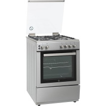 Hoover 60 x 60 Gas Cooker 4 Burners, Full Gas Oven And Grill, Rotisserie, Auto Ignition, Cast Iron Pan Support, Safety Features, Stainless Steel, HGC-V64G-SP