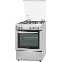 Hoover 60 x 60 Gas Cooker 4 Burners, Full Gas Oven And Grill, Rotisserie, Auto Ignition, Cast Iron Pan Support, Safety Features, Stainless Steel, HGC-V64G-SP