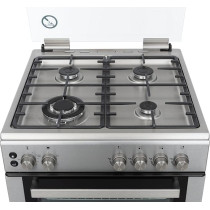 Hoover 60 x 60 Gas Cooker 4 Burners, Full Gas Oven And Grill, Rotisserie, Auto Ignition, Cast Iron Pan Support, Safety Features, Stainless Steel, HGC-V64G-SP