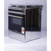 Westpoint Freestanding Full Gas Cooker 4 Burners Auto Ignition Full Safety Enamel Pan Support Stainless Steel Finish Rotisserie Grill And Oven Silver And Black, 60 x 63 x 80 Cm