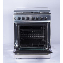 Westpoint Freestanding Full Gas Cooker 4 Burners Auto Ignition Full Safety Enamel Pan Support Stainless Steel Finish Rotisserie Grill And Oven Silver And Black, 60 x 63 x 80 Cm