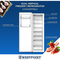 Westpoint Upright Freezer 312 Liters, Convertible Freezer To Fridge (Dual Function) LED Display, 5 Drawers For Storage, Energy Efficient, Fast Freezing, WVM-3123E