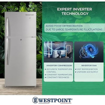 Westpoint 500 Liters Double Door Refrigerator, No-Frost, Inverter Compressor, Vegetable Drawers, Fresh Zone Compartment, Twister For Ice Cubes, Lock And Key, Silver, WNN-5019EIV