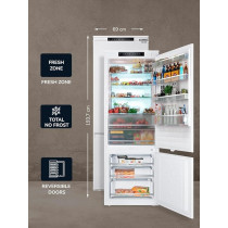 Millen Built-In Refrigerator, 341L Net Capacity, No Frost 2 Doors Fridge Freezer, Electronic Control, LED Backlight, Quick Cooling/Freezing, Ambient Lighting, Vacation Mode, MBIM 193.7D