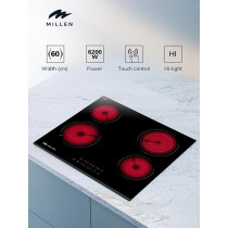 Millen 60Cm Built-In Ceramic Hob With Booster And Italian Glass, MEH 603 BL