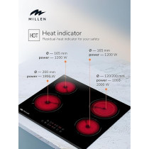 Millen 60Cm Built-In Ceramic Hob With Booster And Italian Glass, MEH 603 BL