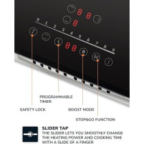 Millen Induction Hob 45 Cm Built-In 3 Heating Zones, 5700 Watts, Touch Control, MIH 452 BL