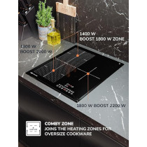 Millen Induction Hob 45 Cm Built-In 3 Heating Zones, 5700 Watts, Touch Control, MIH 452 BL
