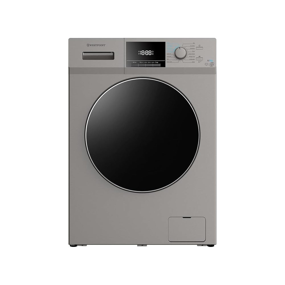 Westpoint Washer Dryer 8/5 Kg, Fully Automatic Front Load Combo Wash And Dry, 8 Kg Wash And 5 Kg Dry, 1400 RPM, 12 Wash Programs, Quick Wash In 15 Min And 4 Drying Program WDMT-81424ES, Silver