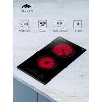 Millen 30Cm Built-In Ceramic Hob With Booster And Italian Glass, MEH 303 BL