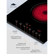 Millen 30Cm Built-In Ceramic Hob With Booster And Italian Glass, MEH 303 BL
