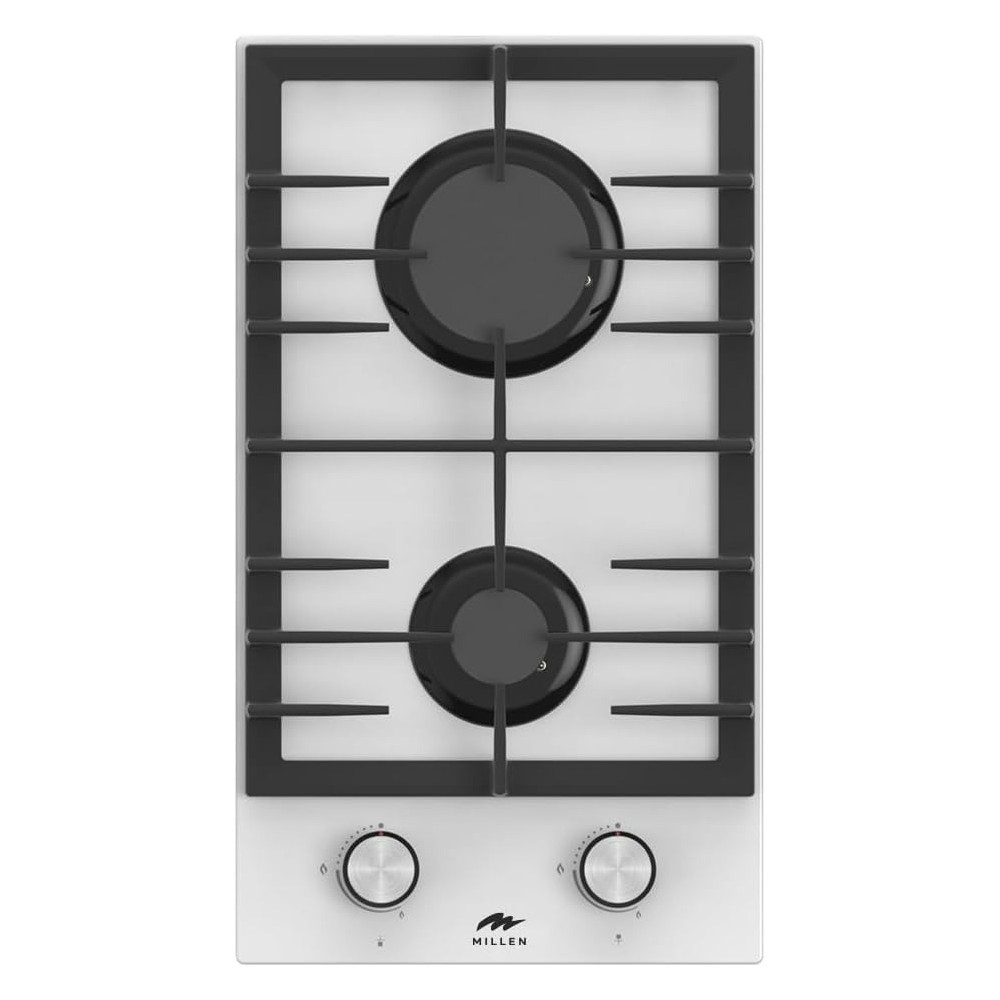 Millen 30 Cm Built In Glass Gas Hob With 2 Sabaf Burners, MGHG 3001 WH