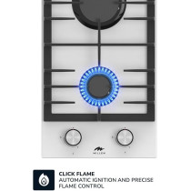 Millen 30 Cm Built In Glass Gas Hob With 2 Sabaf Burners, MGHG 3001 WH